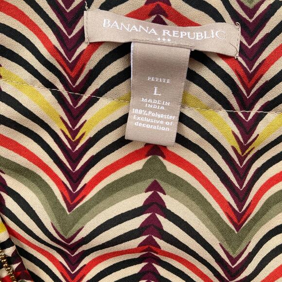 Banana Republic Sheer Abstract Chevron Print Tank Top Size Large Petite - Picture 5 of 5